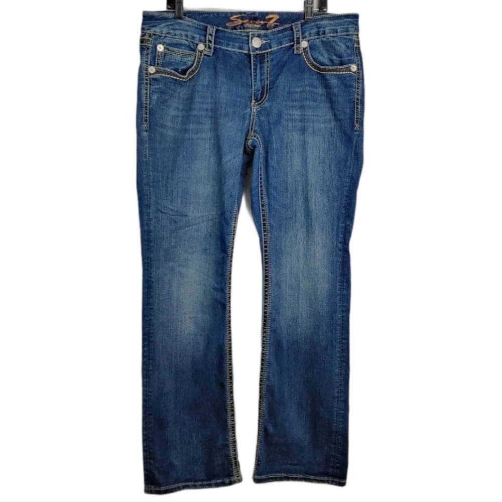 Seven7 Embroidered Colorful Flap Pocket Plus Size Jeans Women's Size 16